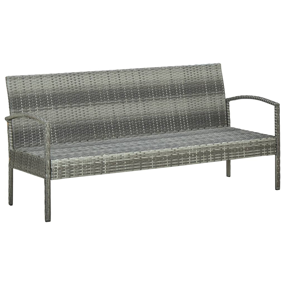 Tuinbank 3-zits met kussen poly rattan grijs MeubelReus