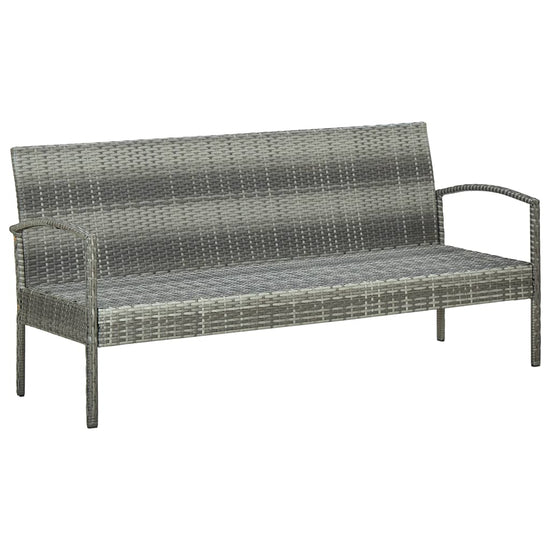 Tuinbank 3-zits met kussen poly rattan grijs MeubelReus