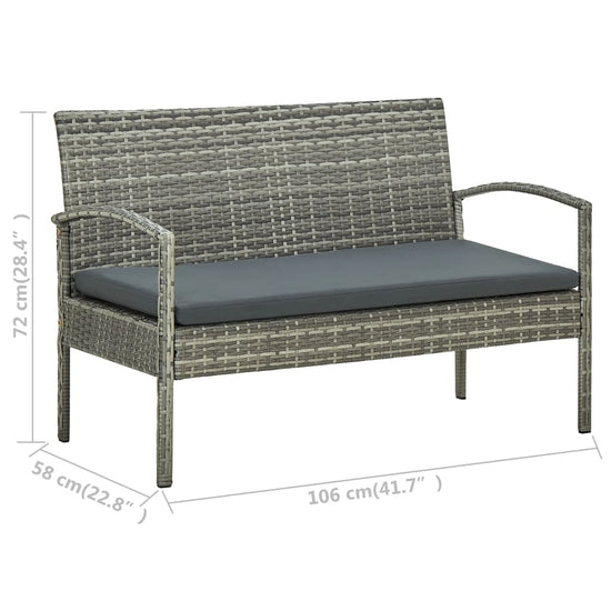 Tuinbank 3-zits met kussen poly rattan grijs MeubelReus