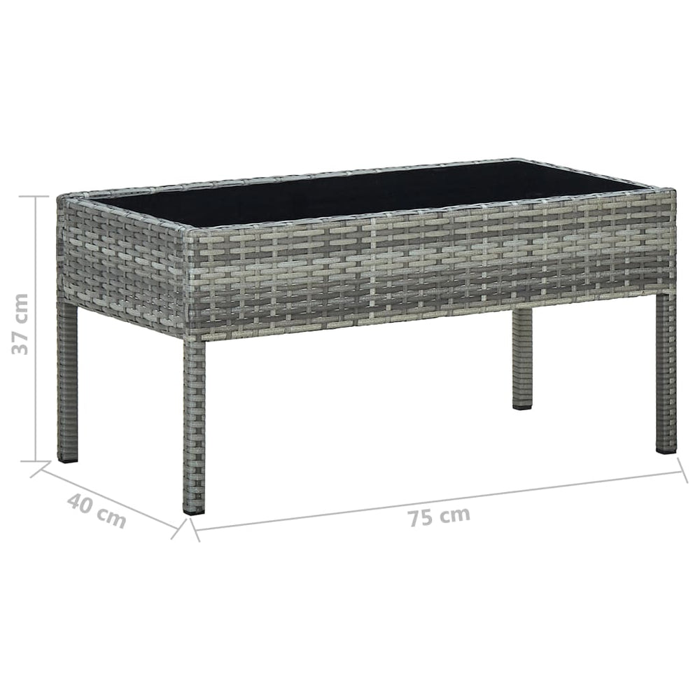 Tuintafel 75x40x37 cm poly rattan grijs MeubelReus