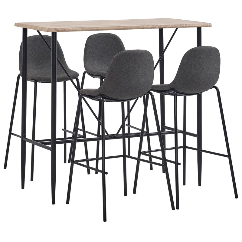 5-delige Barset stof donkergrijs MeubelReus