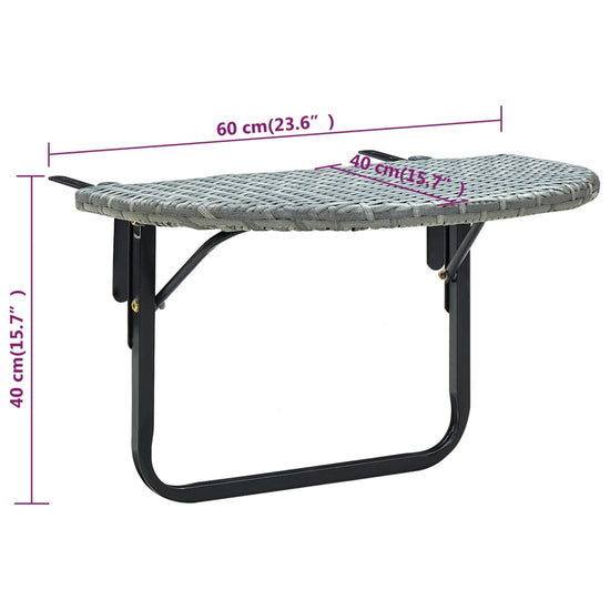 Balkontafel 60x60x40 cm poly rattan grijs MeubelReus