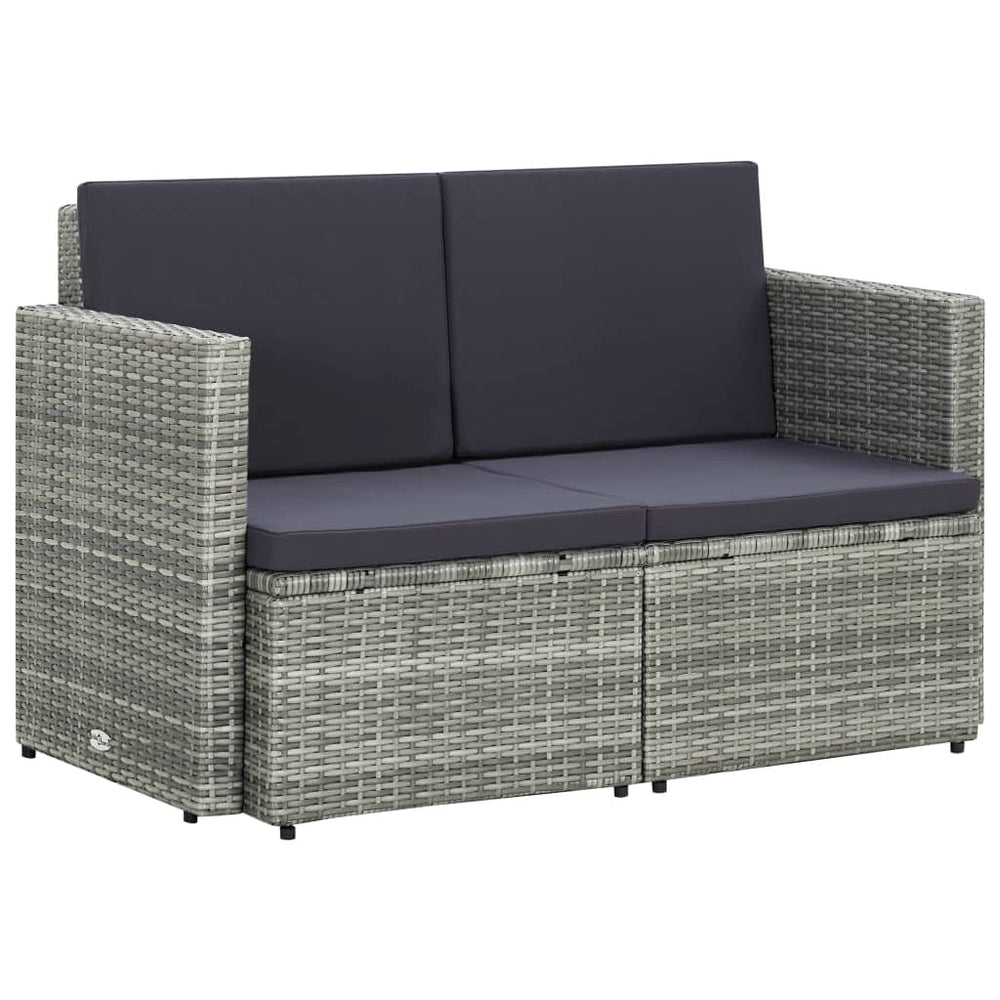 Tuinbank 2-zits met kussens poly rattan grijs MeubelReus