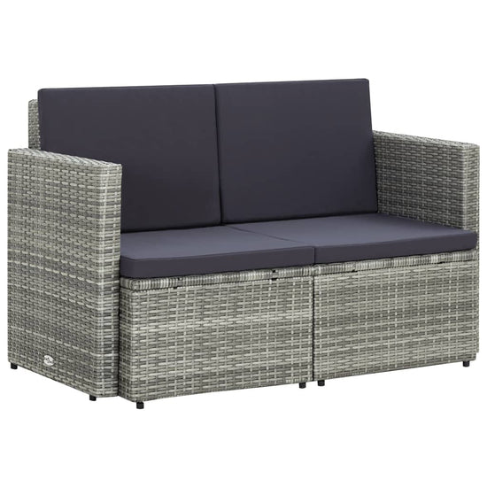 Tuinbank 2-zits met kussens poly rattan grijs MeubelReus