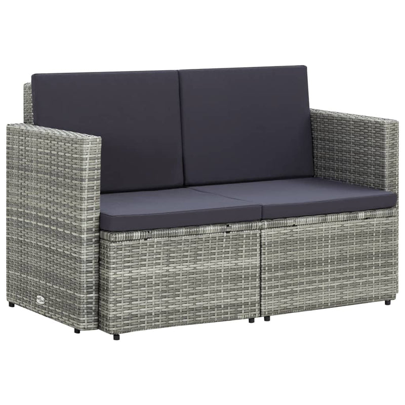 Tuinbank 2-zits met kussens poly rattan grijs MeubelReus