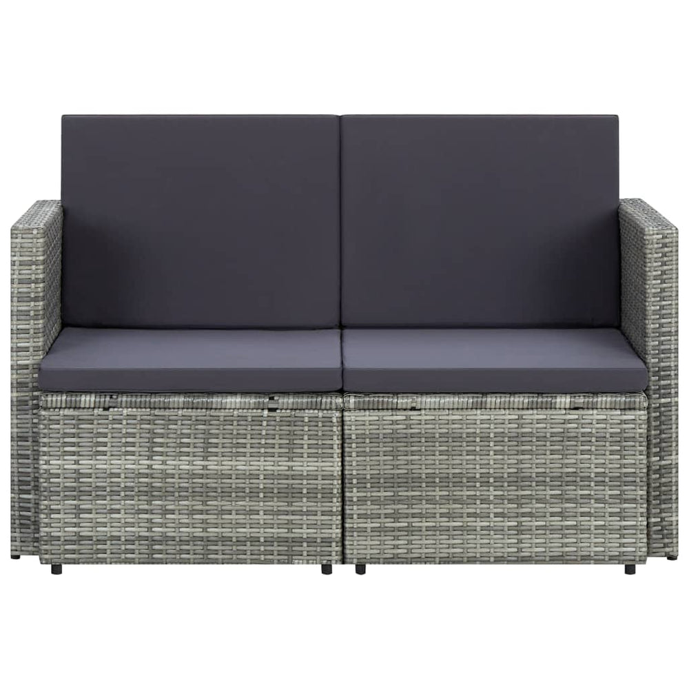 Tuinbank 2-zits met kussens poly rattan grijs MeubelReus