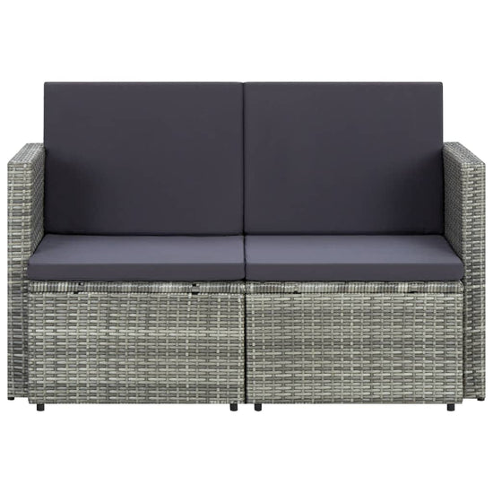 Tuinbank 2-zits met kussens poly rattan grijs MeubelReus