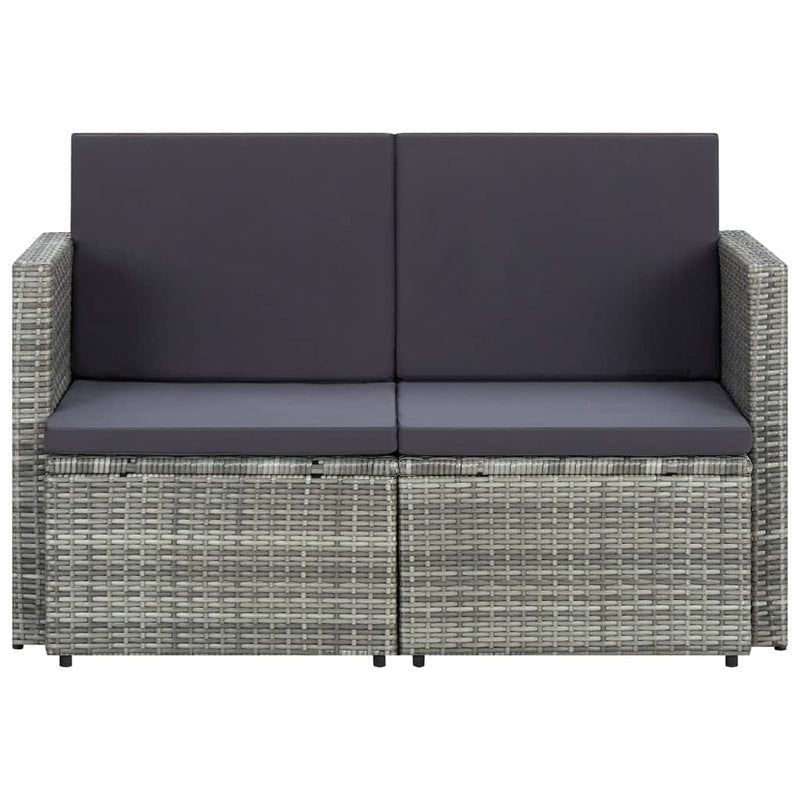 Tuinbank 2-zits met kussens poly rattan grijs MeubelReus