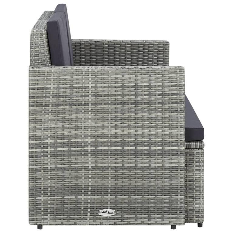 Tuinbank 2-zits met kussens poly rattan grijs MeubelReus