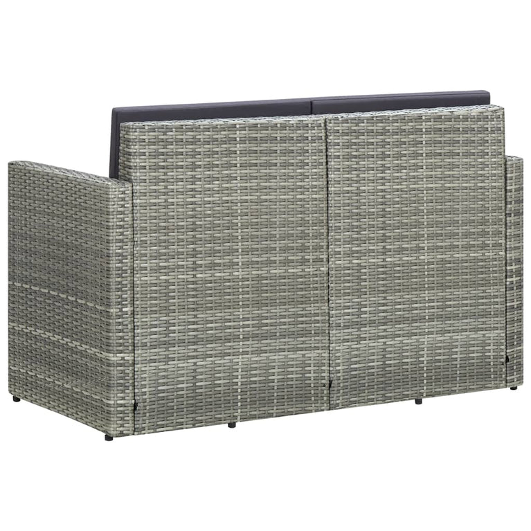 Tuinbank 2-zits met kussens poly rattan grijs MeubelReus
