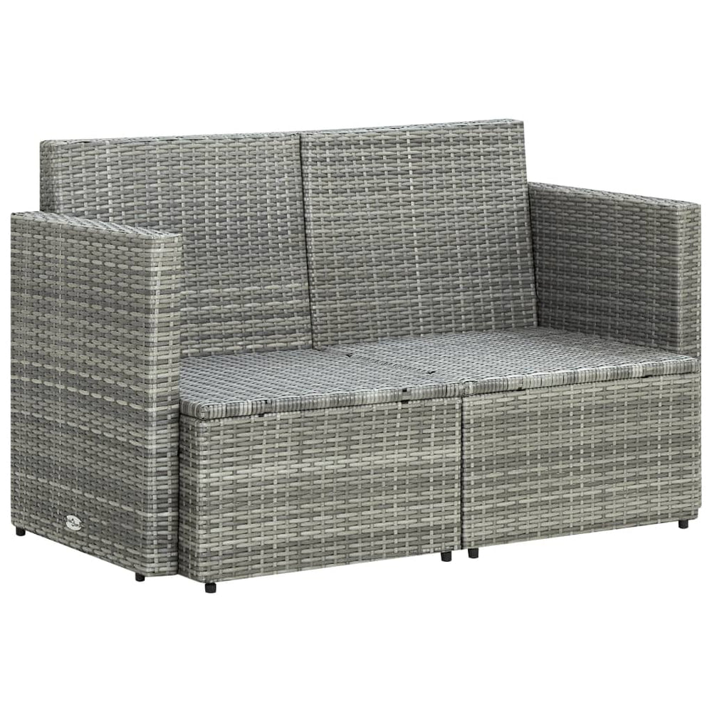 Tuinbank 2-zits met kussens poly rattan grijs MeubelReus