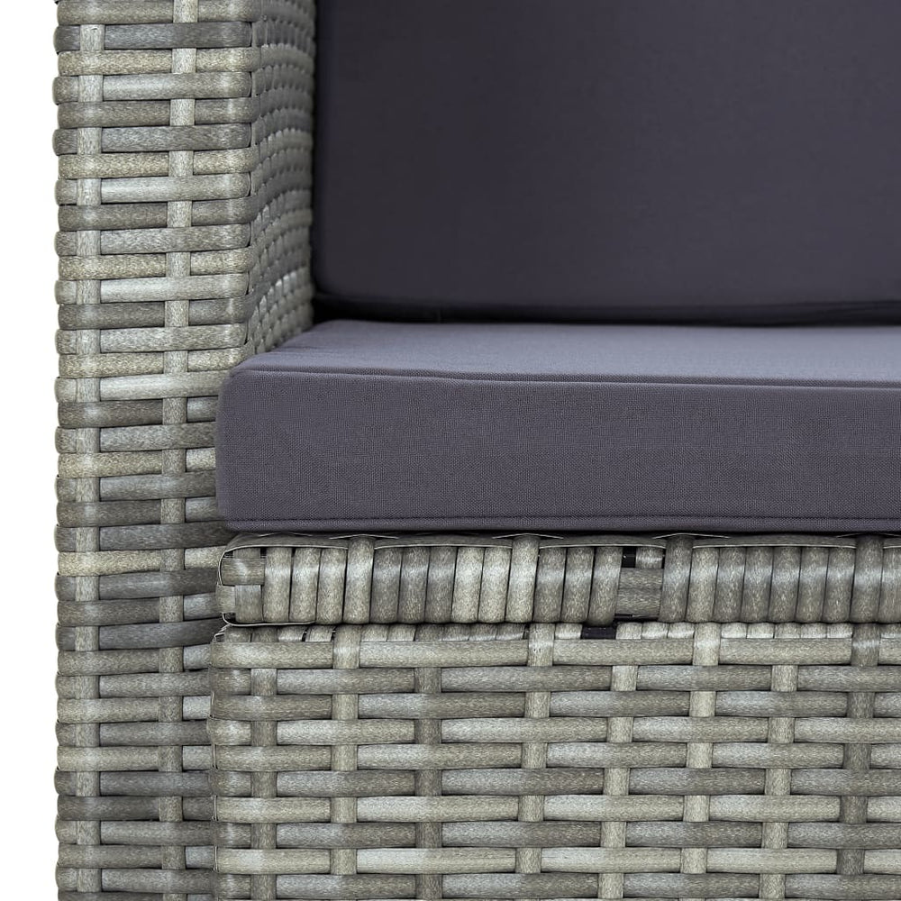 Tuinbank 2-zits met kussens poly rattan grijs MeubelReus