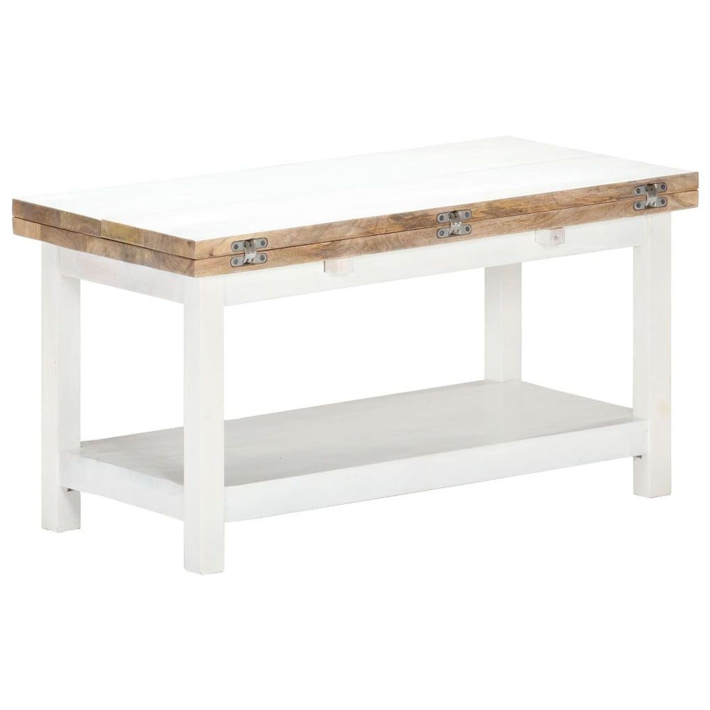 Salontafel verlengbaar 90x(45-90)x45 cm massief mangohout wit MeubelReus