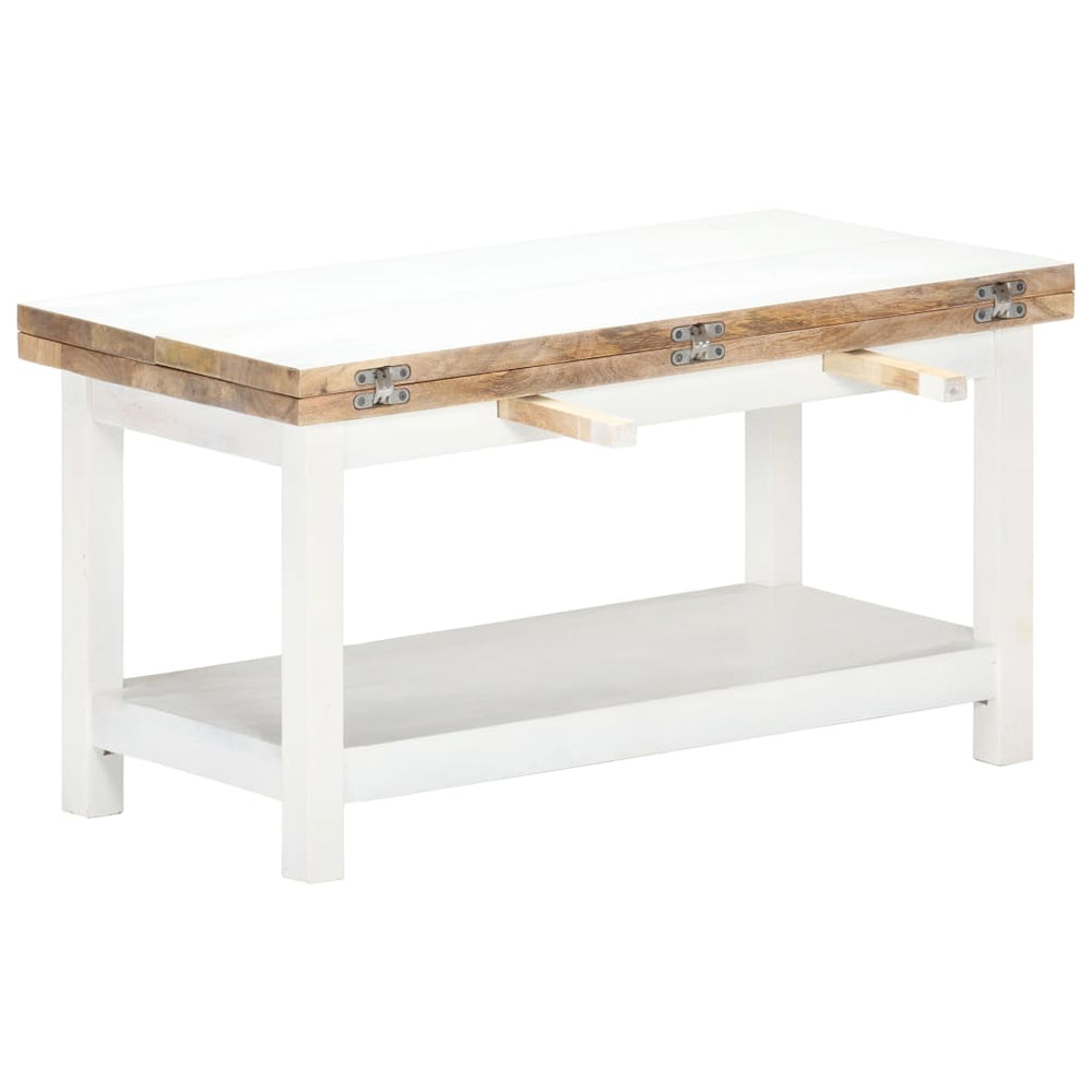 Salontafel verlengbaar 90x(45-90)x45 cm massief mangohout wit MeubelReus