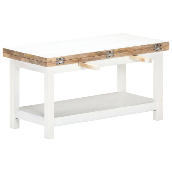 Salontafel verlengbaar 90x(45-90)x45 cm massief mangohout wit MeubelReus