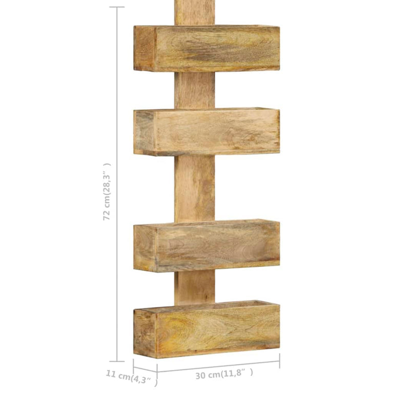 Tijdschriftenwandrek 30x11x72 cm massief mangohout MeubelReus