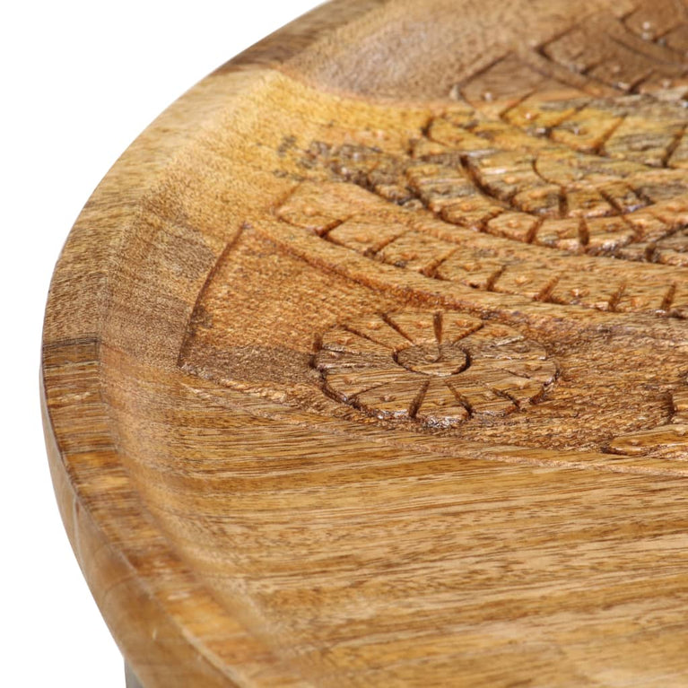 Bijzettafel rond 2 st massief mangohout en staal MeubelReus