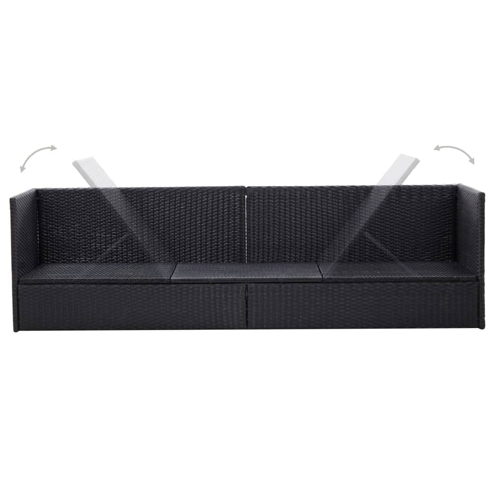 Tuinbed met kussens poly rattan zwart MeubelReus
