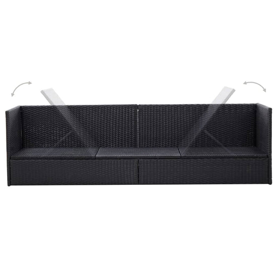 Tuinbed met kussens poly rattan zwart MeubelReus