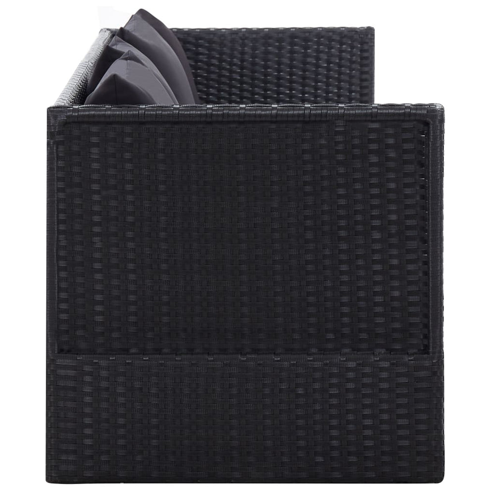 Tuinbed met kussens poly rattan zwart MeubelReus