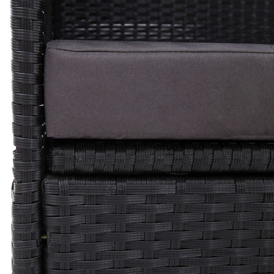 Loungebank met luifel poly rattan zwart MeubelReus