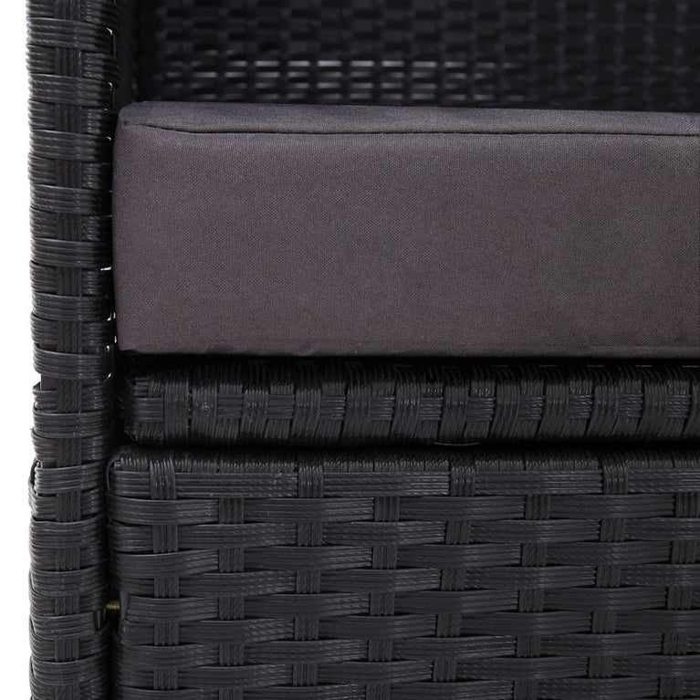 Loungebank met luifel poly rattan zwart MeubelReus