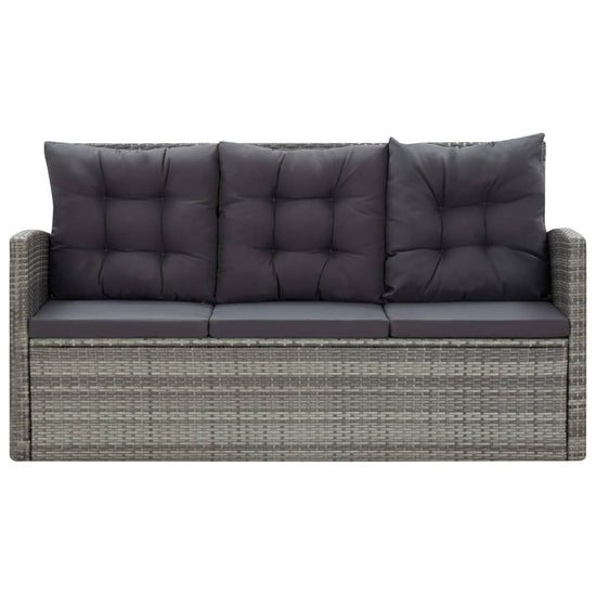 5-delige Tuinset met kussens poly rattan grijs MeubelReus