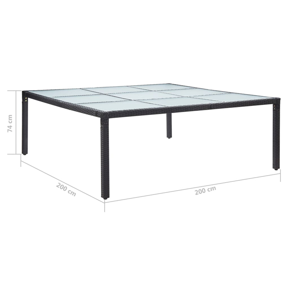 Tuintafel 200x200x74 cm poly rattan zwart MeubelReus