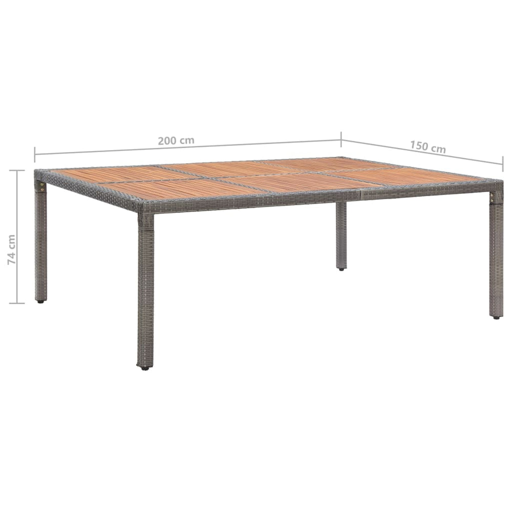 Tuintafel 200x150x74 cm poly rattan en massief acaciahout grijs MeubelReus