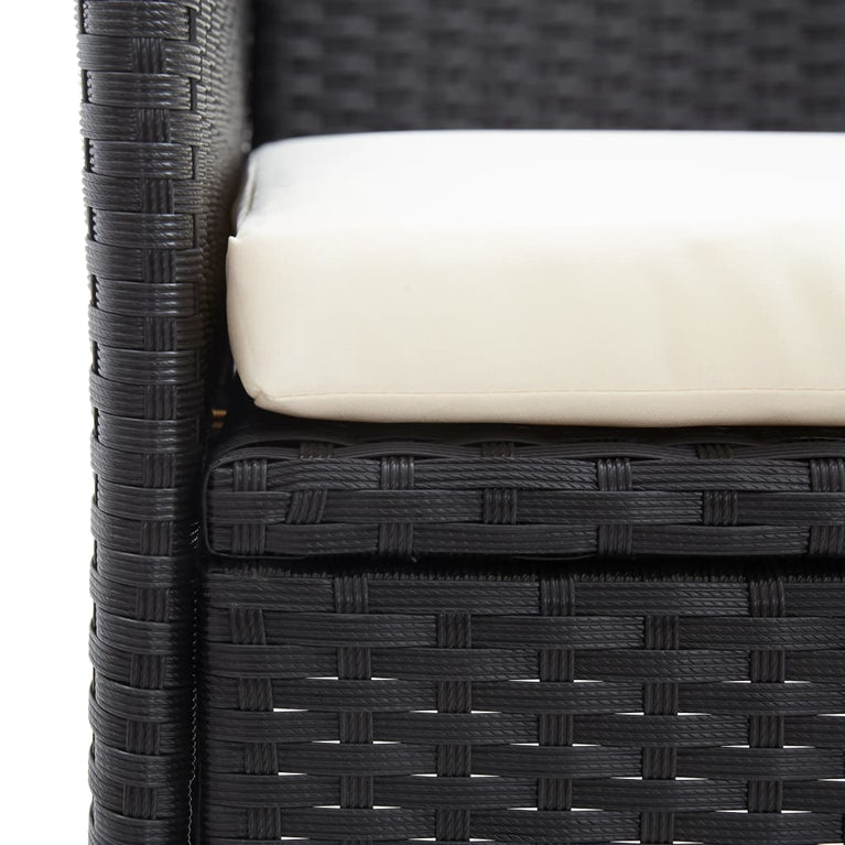 Tuinbank 2-zits met tafeltje 143 cm poly rattan zwart MeubelReus