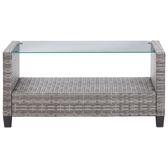 6-delige Loungeset met kussens poly rattan donkergrijs MeubelReus