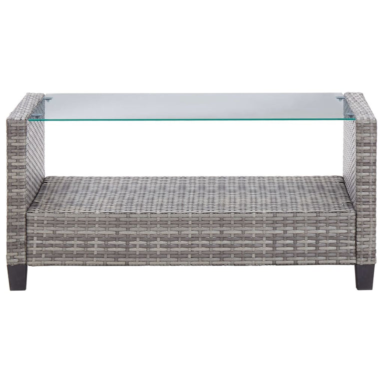 6-delige Loungeset met kussens poly rattan donkergrijs MeubelReus