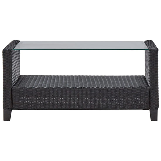6-delige Loungeset met kussens poly rattan zwart MeubelReus