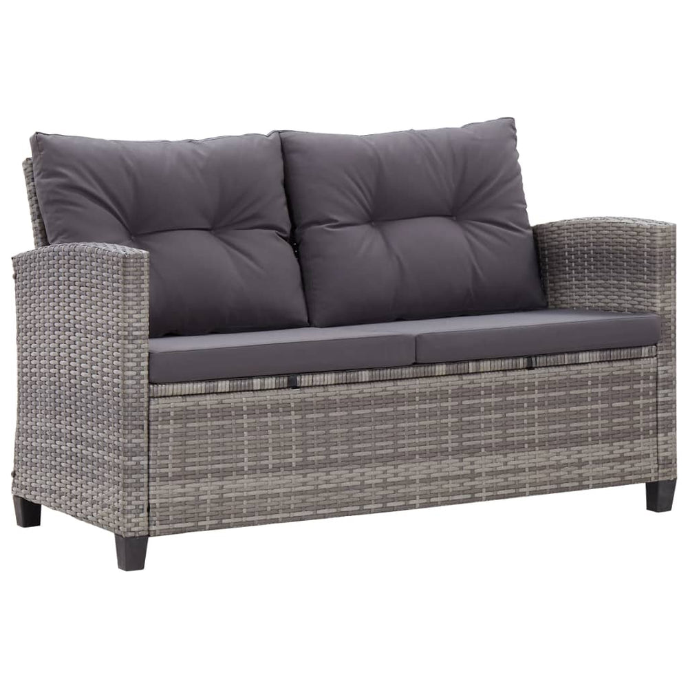 Tuinbank 2-zits met kussens 124 cm poly rattan grijs MeubelReus