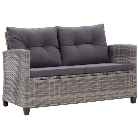 Tuinbank 2-zits met kussens 124 cm poly rattan grijs MeubelReus