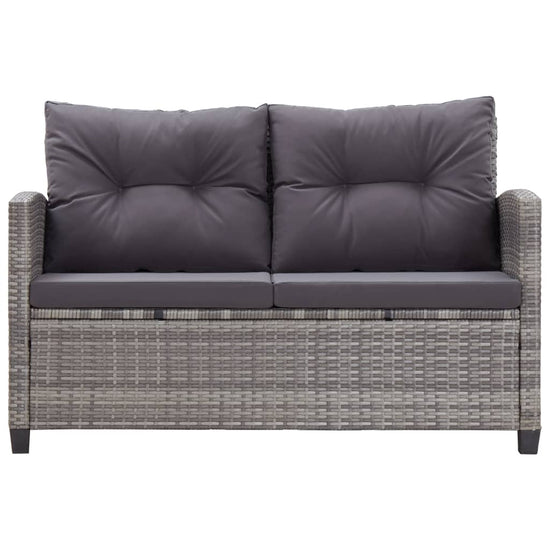 Tuinbank 2-zits met kussens 124 cm poly rattan grijs MeubelReus