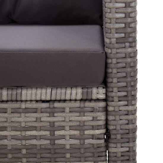 Tuinbank 2-zits met kussens 124 cm poly rattan grijs MeubelReus