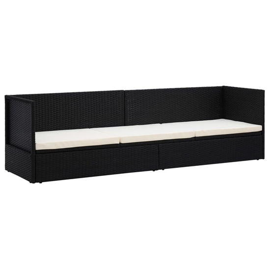 Tuinbed met kussens poly rattan zwart MeubelReus