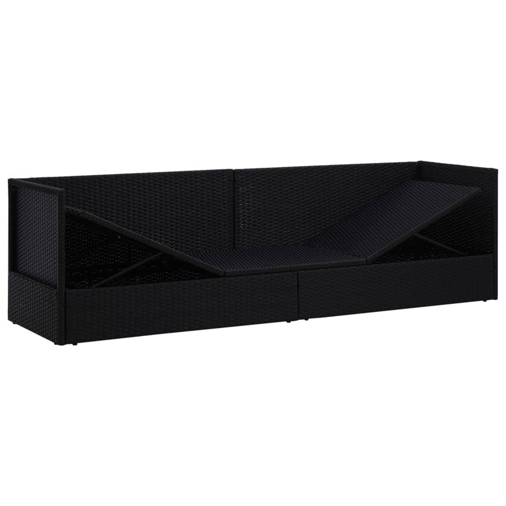 Tuinbed met kussens poly rattan zwart MeubelReus