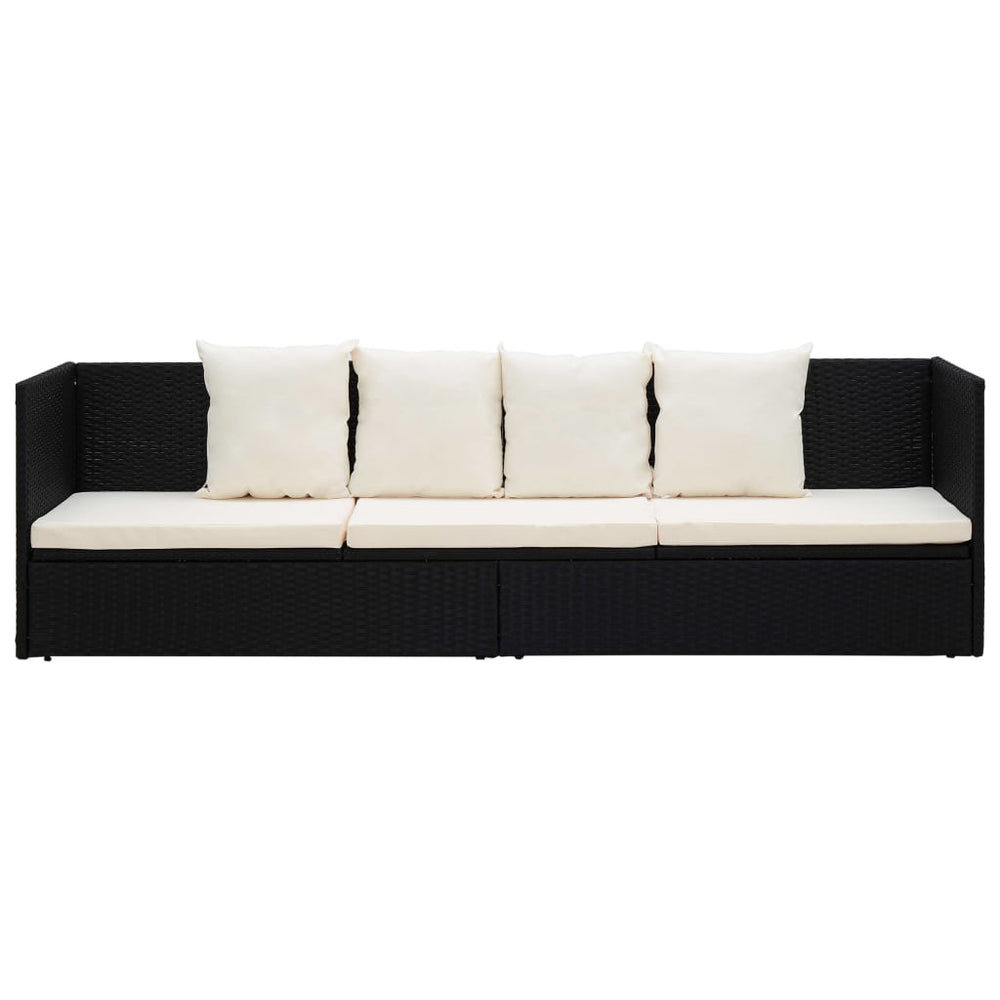 Tuinbed met kussens poly rattan zwart MeubelReus