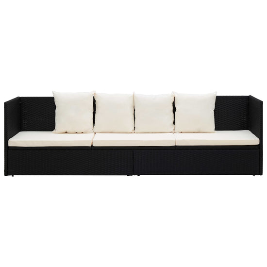 Tuinbed met kussens poly rattan zwart MeubelReus