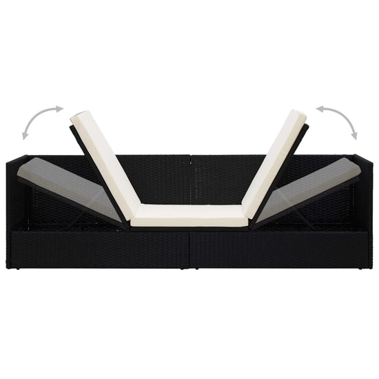 Tuinbed met kussens poly rattan zwart MeubelReus
