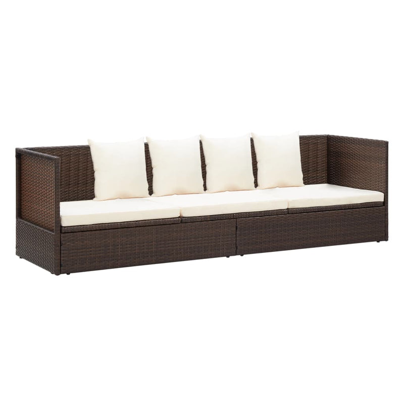 Tuinbed met kussens poly rattan bruin MeubelReus