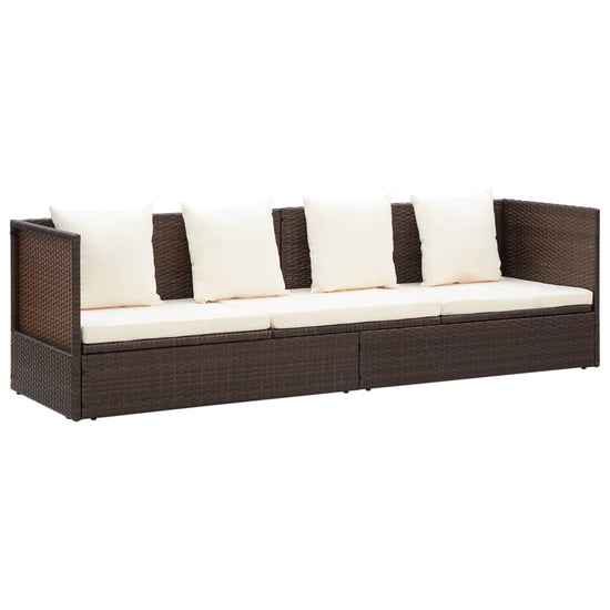 Tuinbed met kussens poly rattan bruin MeubelReus