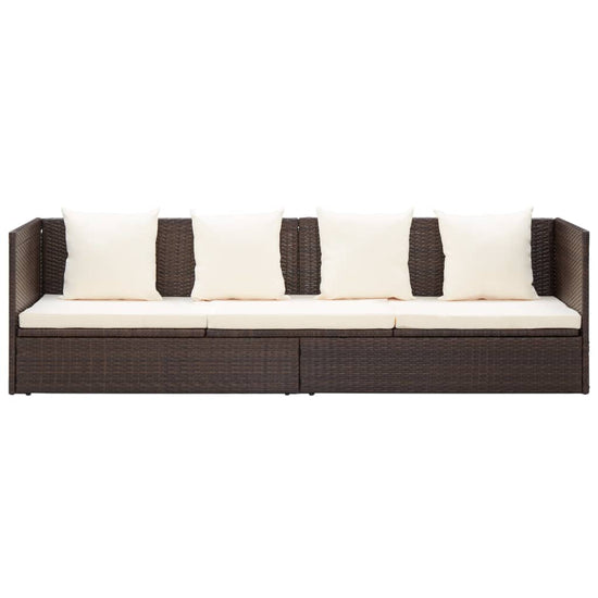 Tuinbed met kussens poly rattan bruin MeubelReus