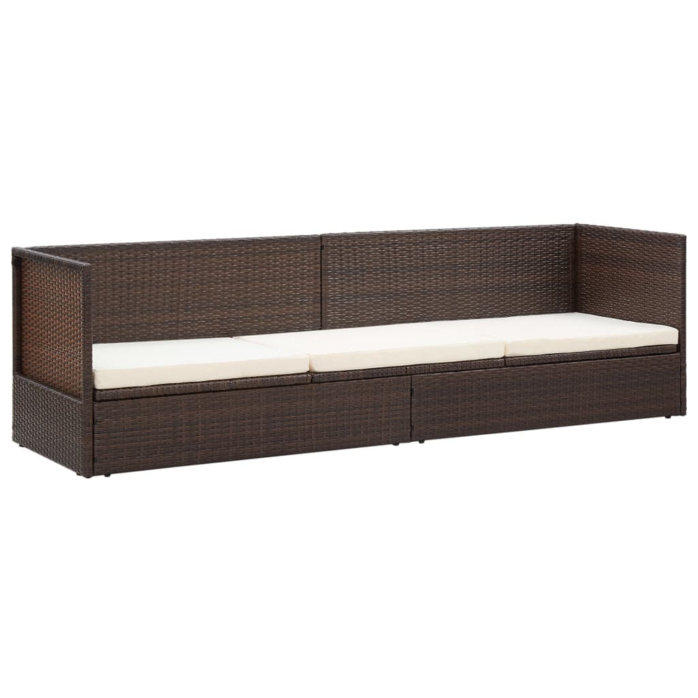 Tuinbed met kussens poly rattan bruin MeubelReus