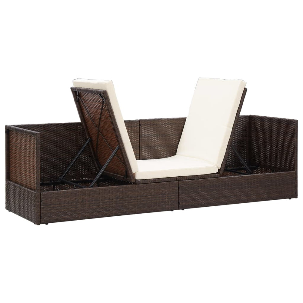 Tuinbed met kussens poly rattan bruin MeubelReus