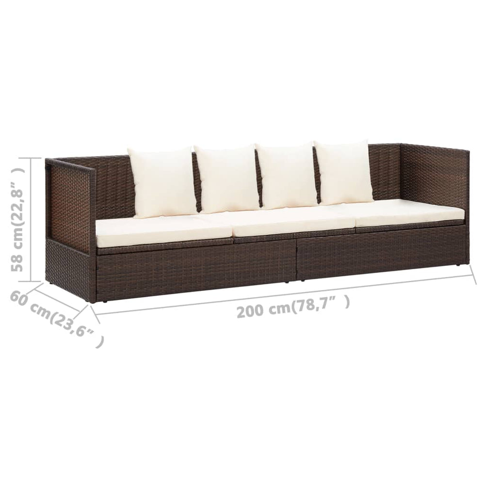 Tuinbed met kussens poly rattan bruin MeubelReus
