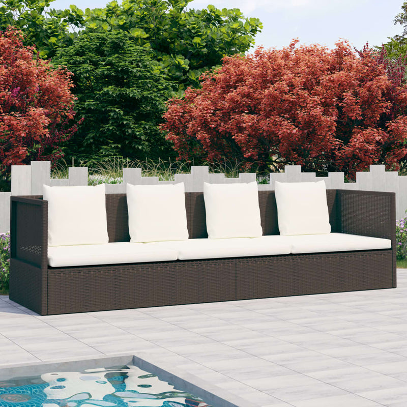 Tuinbed met kussens poly rattan bruin MeubelReus