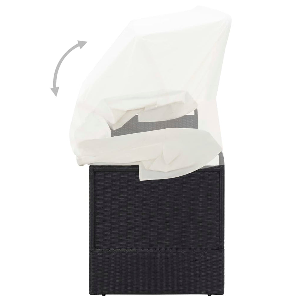 Tuinbank met luifel poly rattan zwart MeubelReus